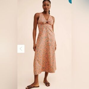 Madewell Stephanie Twist-Front Boho Vibe Midi Dress  Floral Print 8 NWT  M3-7